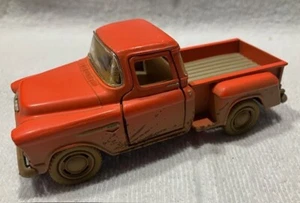 Kinsmart 1955 Chevy Stepside Pickup Truck Muddy Diecast Model 1:32 Orange - Picture 1 of 17