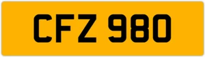 CFZ 980 C 3x3 DATELESS PRIVATE NUMBER PLATE CAM COL CHRIS CHAS CHARLIE CAL CON - Picture 1 of 1