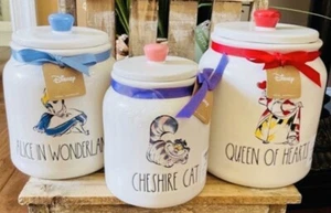 Disney Rae Dunn Queen of Hearts Alice in Wonderland Chesire Cat Canister Set NEW - Picture 1 of 3