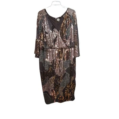 ASOS Curve Sequin MIDI Kimono Dress Embellished Bling Sparkle Gala Slit Size 22 - Image 1 of 4