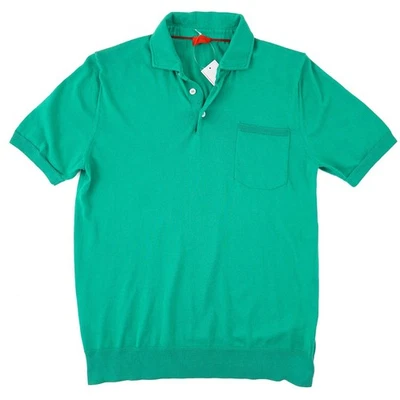 Suéter Polo Isaia Verde Esmeralda Tejido Algodón Manga Corta Delgado M (se adapta a S) Camisa Foto 1 de 4