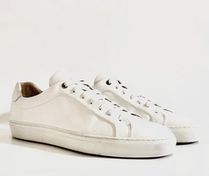 HUGO BOSS Leather Trainers Low Sneaker White Rubber Sole EU43/US10Designer Italy - Picture 1 of 13