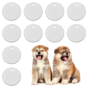 10 pezzi etichette per cani animali domestici 25 mm rotonde in alluminio con incisione etichette vuote, argento - Foto 1 di 6