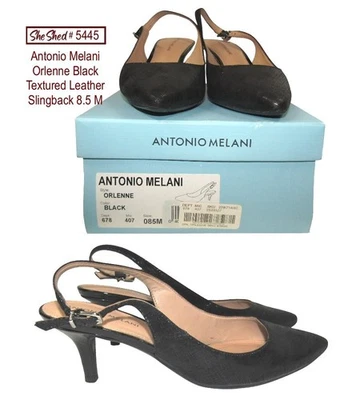 Antonio Melani Orlenne Mujer Negro Cuero Texturizado Tacones Cordones 8.5 M + Caja Foto 1 de 4