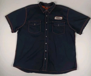 Harley Davidson Racing Short Sleeve Button Up Shirt Mens 3XL XXXL Black - Picture 1 of 11