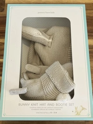 Nuevo en Paquete Niños Niñas 0-3 Meses Cerámica Granero Conejito Tejido Sombrero y Botines Foto 1 de 4