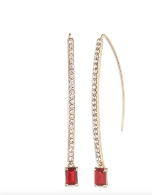 Pendientes enhebradores lineales de cristal piedra roja pavé Lauren by: Ralph Lauren Foto 1 de 3