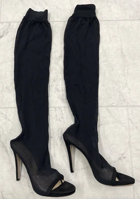 NUEVO EN CAJA Botas de aguja Ermanno Scervino de malla negra punta abierta Talla: 40 (US 9.5) Foto 1 de 4