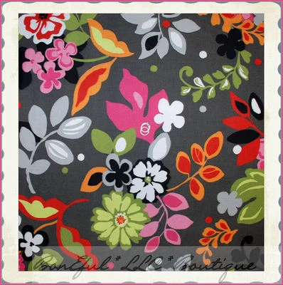 Tela BonEful FQ Algodón Decoración del Hogar De Colección B&W Gris Rosa Verde Rojo Flor Punto Retro Foto 1 de 4