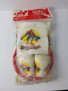 Vintage 1976 Amazing Spider-Man Marvel Party Pack Tischdecke Tassen Teller Neu aus altem Lagerbestand - Bild 1 von 14