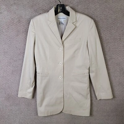 Chaqueta vintage Bloomingdales para mujer 2P beige blazer elástico de un solo pecho Foto 1 de 4