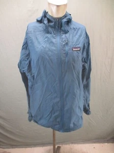 Patagonia Size L Mens Blue 100% Nylon Full Zip Pocket Hooded Rain Jacket 378 - Picture 1 of 13
