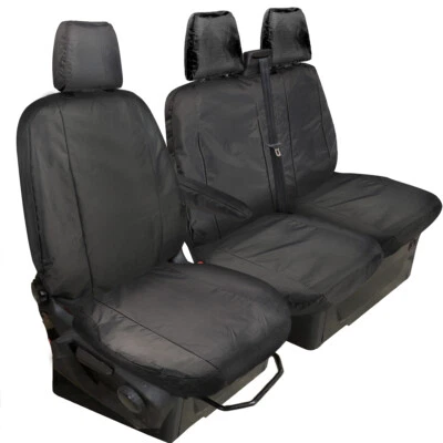 FORD TRANSIT MK8 2014-FULLY TAILORED VAN SEAT COVERS BLACK NYLON HEAVY DUTY - Image 1 of 4