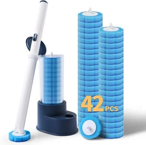 BOOMJOY Disposable Toilet Brush with 42 Refills, Toilet Bowl Cleaner Wand with H - Picture 1 of 3