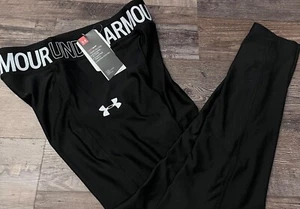 NWT Under Armour YXL Girls Heat Gear Black/White Leggings XL - Picture 1 of 2