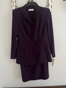 Amanda Smith Petites Purple Two Piece Skirt Set Velvet Feel. Size 4 Petite. NWT - Picture 1 of 10