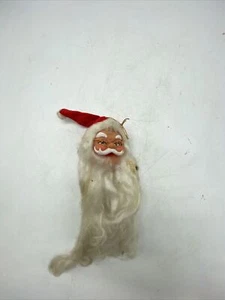Rubber Santa Head Ornament Glasses Soft Beard Hat Vintage Christmas Decor - Picture 1 of 8