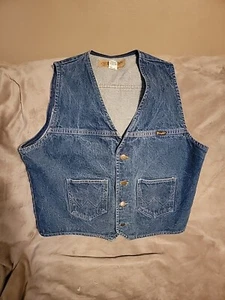 Vintage Wrangler Denim Vest 60s 70s Made USA Sz Large - Picture 1 of 4