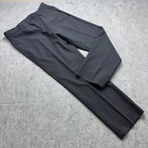 Incotex Dress Pants Men 34 x 30 Black Wool Flat Front Straight Leg - Picture 1 of 18