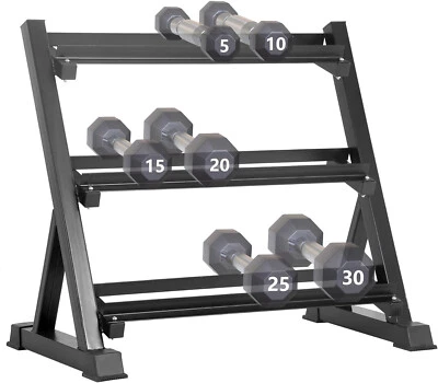 Dumbbell Rack 3 Tier Solid Steel Weight Rack Holder 1000lbs Capacity Quick Rack - Image 1 of 4