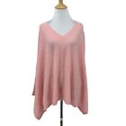 Pure Amici Sweater Womens OS Pink Cashmere Linen Poncho Pullover V Neck Oversize