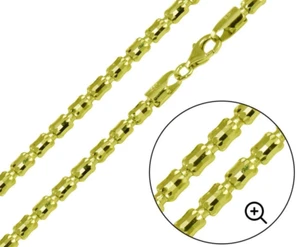 Barrel Chain Necklace Gold over Solid 925 Sterling Silver Diamond Cut 4mm 5mm 6m - Picture 1 of 4