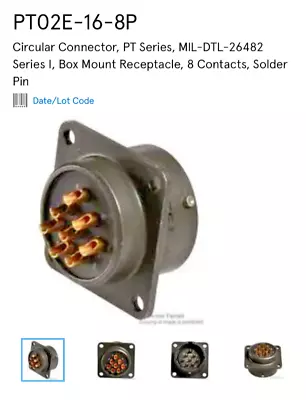 AMPHENOL PT02E-16-8P   Circular MIL Spec Connector - Image 1 of 4