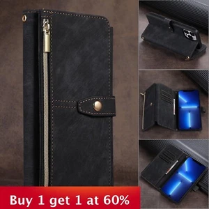 Zipper Leather Crossbody Card Case For iPhone16 Pro Max 11 12 13 14 15 Pro XR SE - Picture 1 of 13