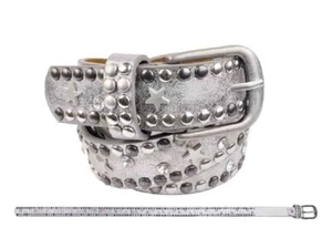 Girls Belt Silver with Star Studs 75 cm | Women Belt | Stud Belt - Picture 1 of 1