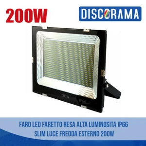 FARO 200W LUCE FREDDA LED FARETTO RESA ALTA LUMINOSITA IP66 SLIM ESTERNO - Foto 1 di 1