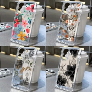 Funda con flores de silicona transparente a prueba de golpes para iPhone 16 15 14 13 Pro Max 12 11 - Imagen 1 de 17