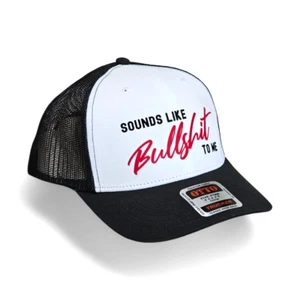 3D BLACK & WHITE Snapback OTTO Trucker Style Hat "SOUNDS LIKE..." ADJUSTABLE NEW - Picture 1 of 11