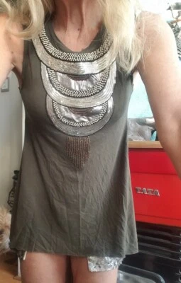 Sass & Bide "Destined to Roam" Embellished Foil Tee Tank Top sz XXS - Image 1 of 4