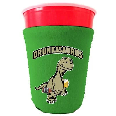 Drunkasaurus Neoprene Collapsible Party Cup Coolie, T Rex, Dinosaur - Image 1 of 3