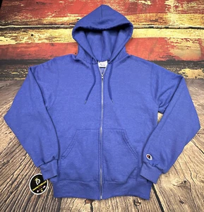 Champion Hombres Sudadera con Capucha Cremallera Completa Chaqueta Pequeña En Blanco Azul Real Patinador - Imagen 1 de 13