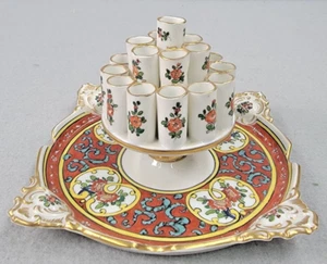 Antique Carl Thieme Dresden Porcelain Floral & Gold Cigarette Holder - Picture 1 of 7