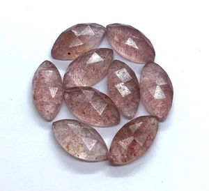 Pink Strawberry Marquise Quartz Rose Cut Loose Gemstone For Assorted Jewelry - Picture 1 of 10