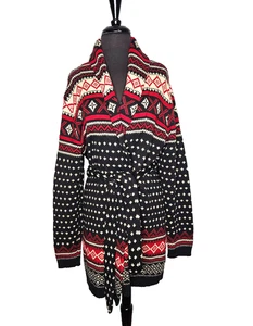 Ralph Lauren AMERICAN LIVING Cardigan Sweater Womens Large Belted Americana Wool - Picture 1 of 6