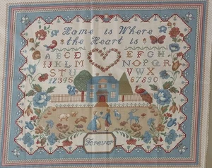Joan Kessler/Concord~"Home Is Where The ❤ is Sampler"~Cotton Fabric~18.75"x16.25 - Picture 1 of 3