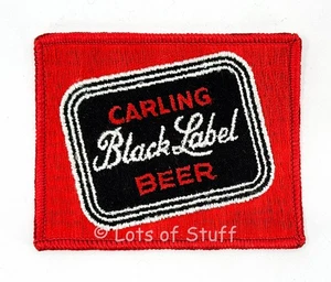 Embroidered Carling Black Label Beer Patch Never Sewn 3 3/4 x 3 Inch - Picture 1 of 3
