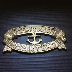 Vintage Maritim Messing "Meerjungfrau Viertel" Anker Plakette mit Delfin Enden 7,5"L - Bild 1 von 7