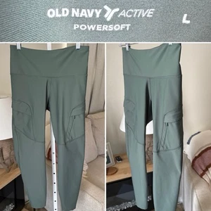 Old Navy Green High-Rise PowerPress Cargo 7/8-Length Compression Leggings L NWOT - Imagen 1 de 8