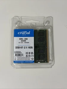 Crucial 32GB KIT (2 x 16GB) DDR4 3200MHz SODIMM Memory CT16G4SFRA32A - Picture 1 of 2