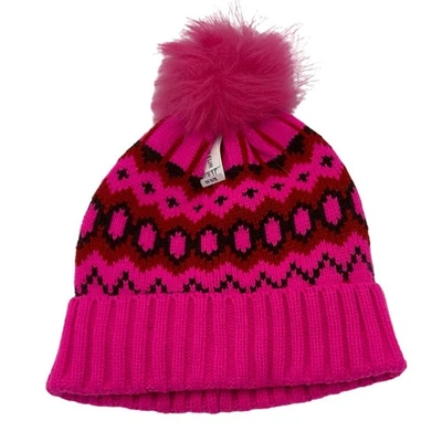 Gap Kids Fair Isle Pom Beanie шляпа fairlisle розовый размер L/XL новый с ярлыками - Изображение 1 из 4