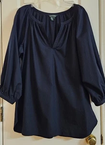 Lauren Ralph Lauren Tunic Women's Size Large Back Long Sleeve Split Neck Top - Picture 1 of 5