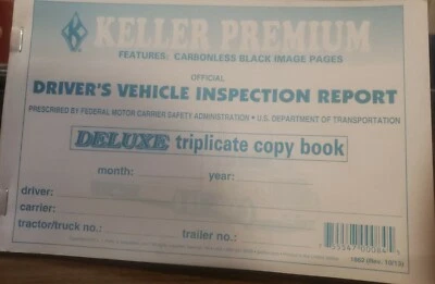 KELLER  Driver's Vehicle Inspection Report Pre & Post Trip Triplicate Copy. 5 Pk - Image 1 of 4