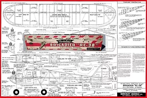 Berkeley Model Airplane Plans (FF): Brigadier "RC-38" 38" for .035-.099 engines - Picture 1 of 1
