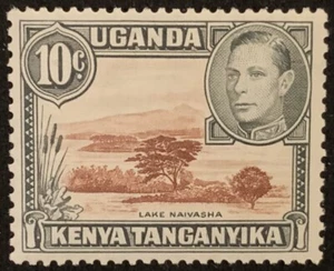 KUT 1952 - KING GEORGE VI - LAKE NAIVASHE - FINE BROWN/GREY 10c STAMP MNH - Picture 1 of 1