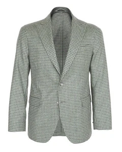 NWT EIDOS by ISAIA SPORT COAT jacket green grey check wool luxury Italy 50 - Picture 1 of 5