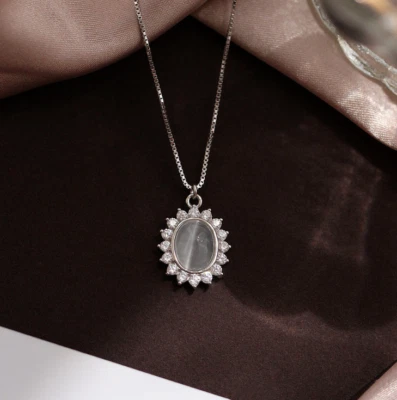 925 СТЕРЛИНГОВОГО СЕРЕБРА ОВАЛЬНЫЙ ОПАЛ ПОДВЕСКА 16-18» ОЖЕРЕЛЬЕ W АКЦЕНТЫ РАЗМЕР 17 x 13 мм G11 - Изображение 1 из 4